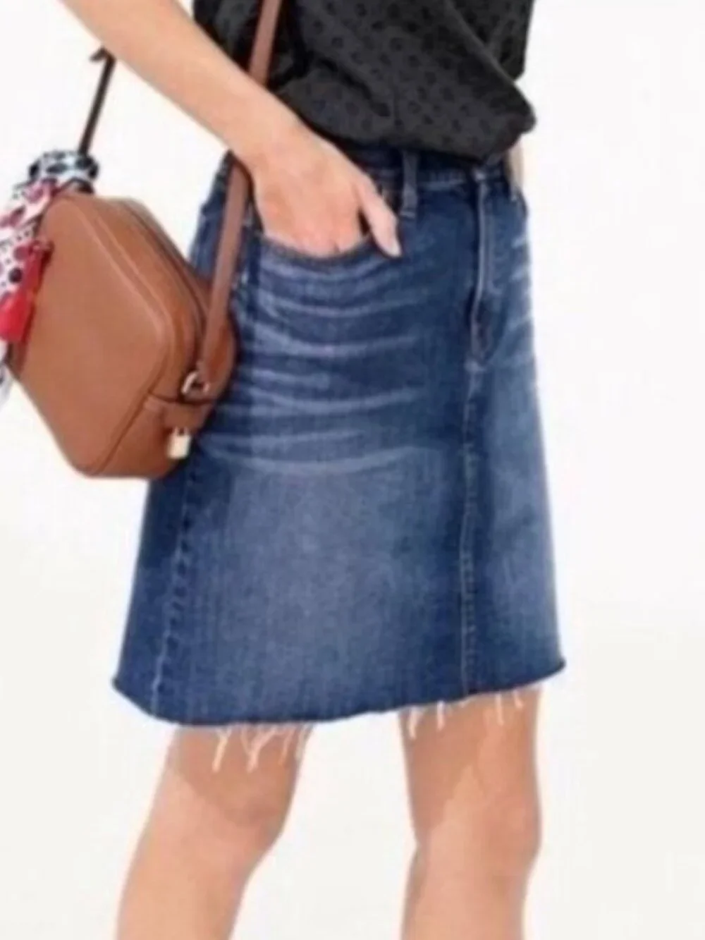 J. Crew Denim Skirt with Raw Hem, Mini Jean Skirt, Frayed Hem - Womens 29